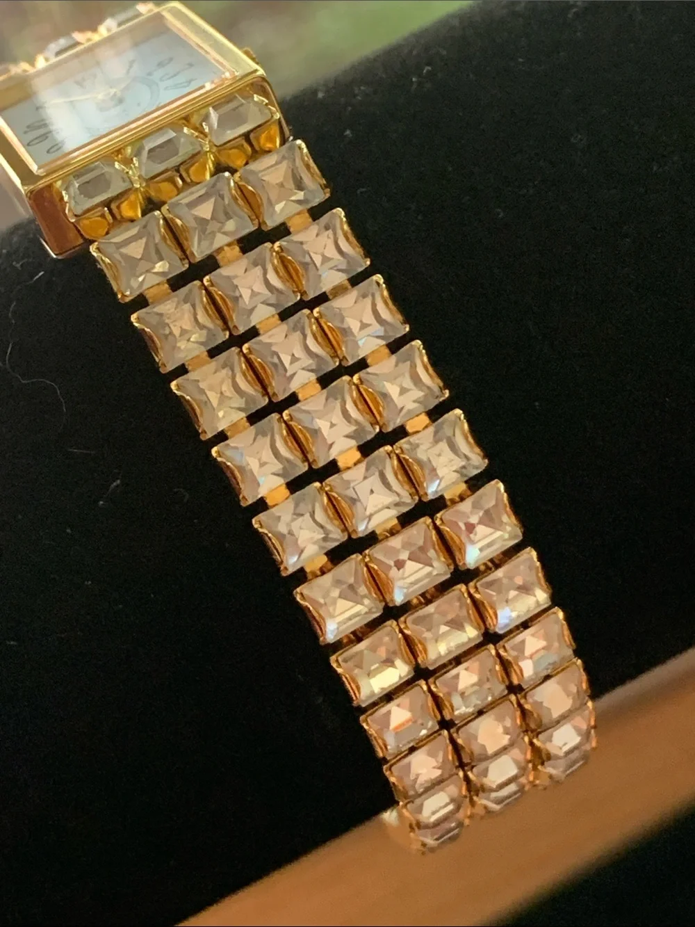 Vintage 1980’s Kenneth Jay Lane cocktail gold & Rhinestone watch